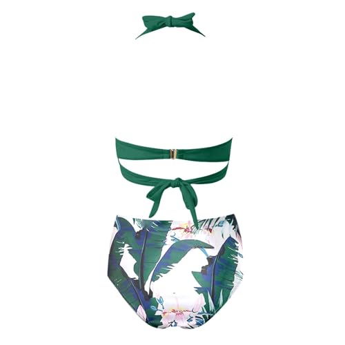 Bikini devant taille haute imprimé vert pour vos vacances - 3