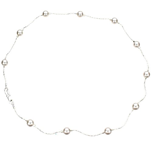 Necklaces By Joyful Creations N1802-20 Sterling Silver Chain Station Illusion Necklace Crystal Simulated Pearls thumb #1