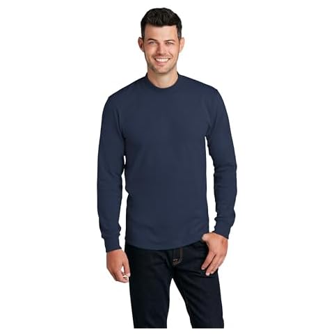 Clothe Co. Men's Heavyweight Cotton Mock Turtleneck Long Sleeve Shirt,Navy,M Cover