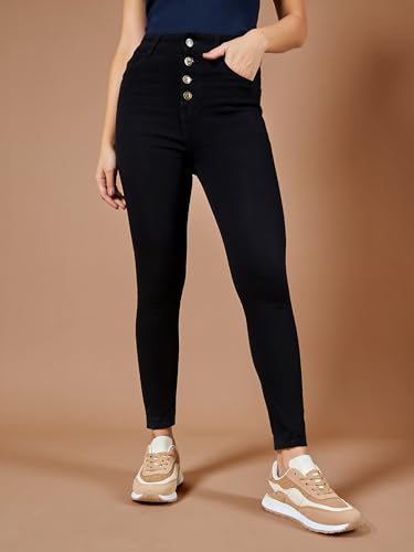 Image of Dolce Crudo Women's Skinny High Rise Bleached Cropped Stretchable Denim Jeans