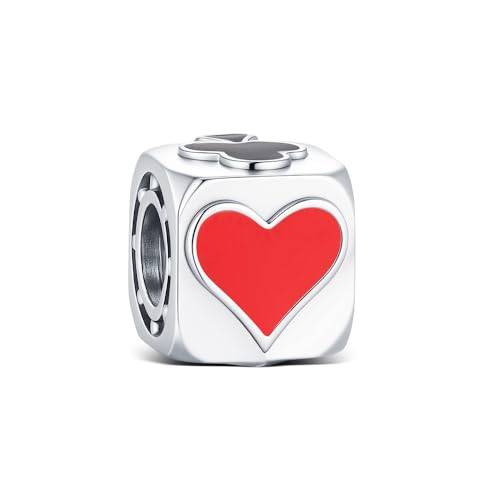 Poker Bead Charms Fit for Pandora Bracelets 925 Silver Casual Casino Ace of Hearts and Spades Playing cards Cool Funny Pendant Dangle Charms for Women