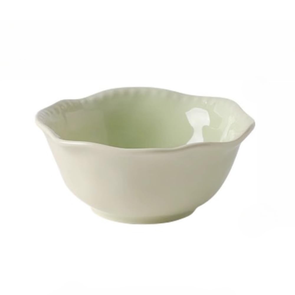 Ceramic Tableware Bowl Dish Set Rice Plate Dinner Household Snack Breakfast Dessert Bird's Nest Salad Fruit Ice Cream Soup Pasta (5-inch Bowl,Green)