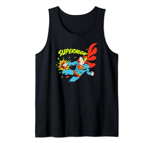 Amazon Essentials DC Comics Superman Action Punch Comic Square Tank Top