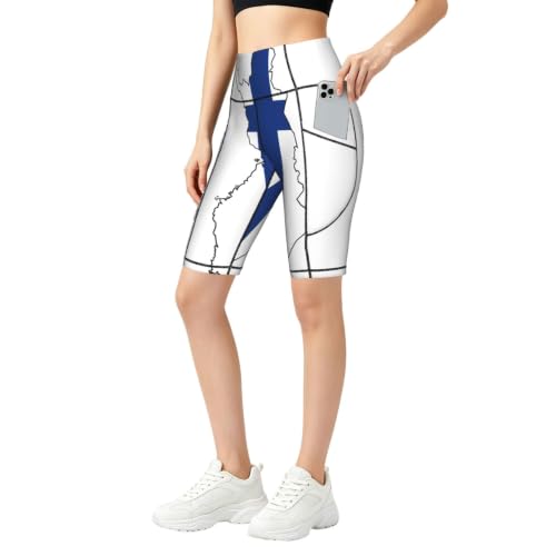 Short de cyclisme femme EdWal imprimé drapeau finlandais pour yoga