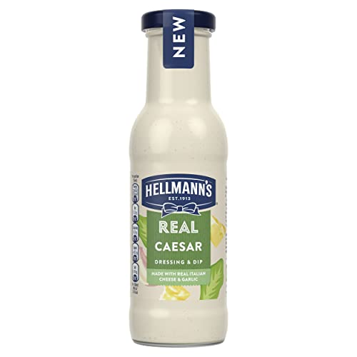 Hellmann's Real Caesar Salad Dressing & Dip vegetarian condiment free from artificial colours and flavours for salads, sandwiches, burgers and dips 250 ml