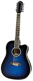 Oscar Schmidt 6 OD312 12-String Acoustic Electric Guitar. Trans, Transparent Blue Sunburst (OD312CETBL-A)