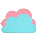 Salvamanteles Individuales Manteles Silicona Niños, 2PCS Alfombrilla Individual Manteles Niños YANSHON 48*27CM, Manteles Antideslizantes Impermeables Forma Nube Alfombrilla Silicona Bebés, Azul/Rosa