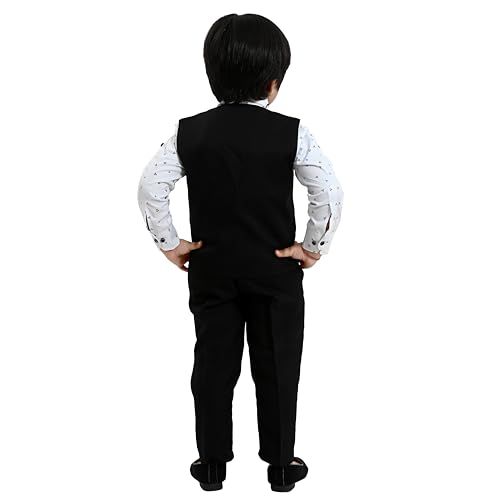 Image of Kids Ethnic Dress Suit Set I Boy's 3-Piece Suit with Bow Tie | Kids Festive Birthday Special Occasion Party Suit Set Shirt, Pant, Bow Tie & Waistcoat