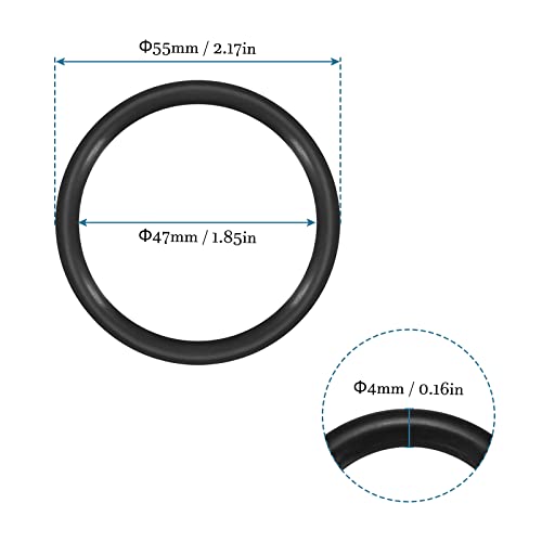 QUARKZMAN 10 Stück Nitrilring O-Ringe für Wasserhahn Reparatur 55mm x 47mm x 4mm für Wasserhahn Klempner Reparatur Dichtung Verbindung, Schwarz