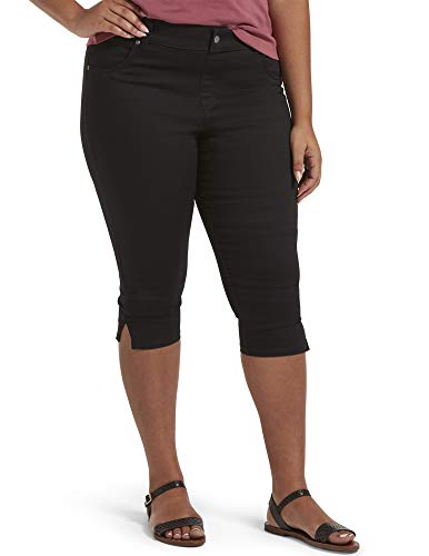 HUE Women's Ultra Soft Denim High Waist Short Capri Legging, Black, Large