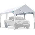 ADVANCE OUTDOOR 10x20 ft Carport Heavy Duty Car Canopy Garage Party Tent Outdoor Portable Boat Shelter, Adjustable Height from 9.5 ft to 11 ft, White