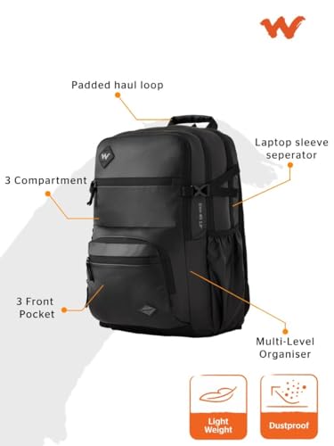 Image of Wildcraft Evo 5 Compartment Laptop Backpack 45 L (12962) (Coated: black)