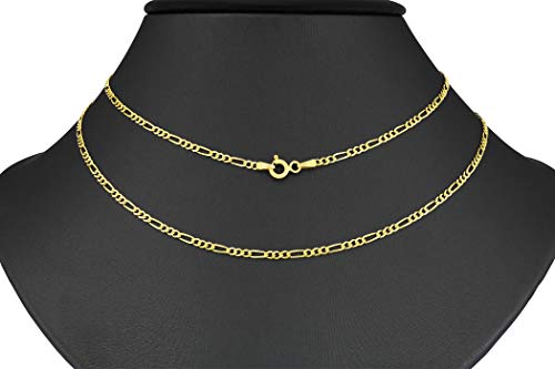 Nuragold 10K Yellow Gold 2Mm Figaro Chain Link Pendant Necklace, Womens Mens Jewelry 16" 18" 20" 22" 24" 26" - Real Gold Jewelry #TOP6