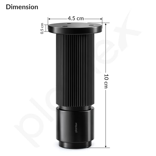 Image of Plantex 4 Inch Sofa Leg for Bed Furniture /Aluminium Sofa Leg for Table /Support Legs /Furniture Leg - Pair of 1 (2 Piece) (DTS-77, Black)