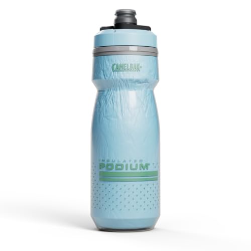 Image of CamelBak Podium Chill Insulated Bike Squeeze Water Bottle, Cold Retention for Cycling, 21oz, Crystal Blue