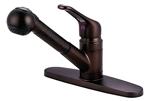Kingston Brass KB705SP Wyndham Single Loop Handle Kitchen Faucet with Pull-Out Sprayer, 8-Inch, Oil Rubbed Bronze