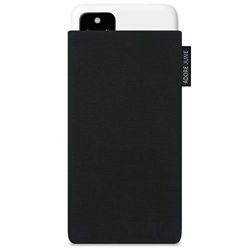 Adore June Klassieke zwarte hoes compatibel met Google Pixel 4a (5G) telefoonhoes van duurzame Cordura stof met display reinigingseffect, Made in Europe