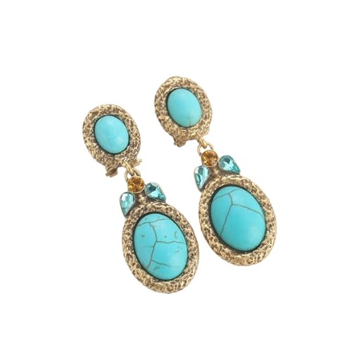 ̂߂̃CO, Drop Turquoise Jewelry Earrings Gold Color Crystal Designer Woman Oval Accessories