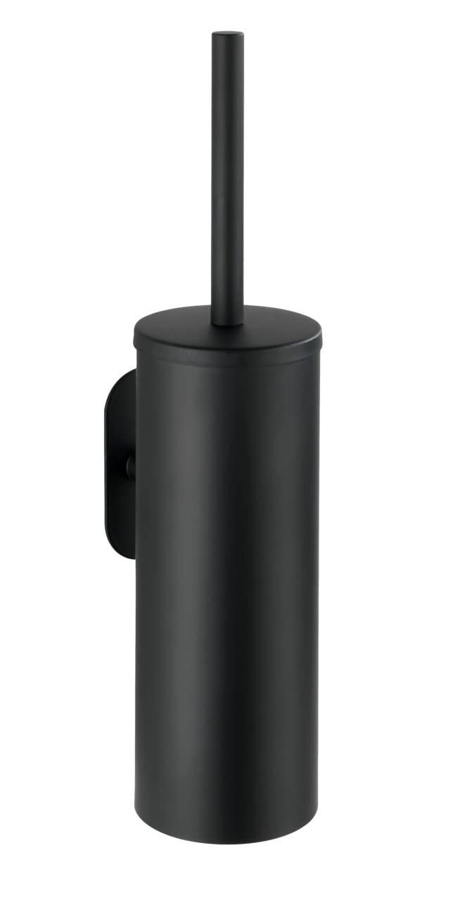 WENKO Turbo-Loc WC-Garnitur Mod. Orea mit Toilettenbürste und Halter aus rostfreiem Edelstahl in Schwarz matt geschlossen ohne Bohren Massive Qualität