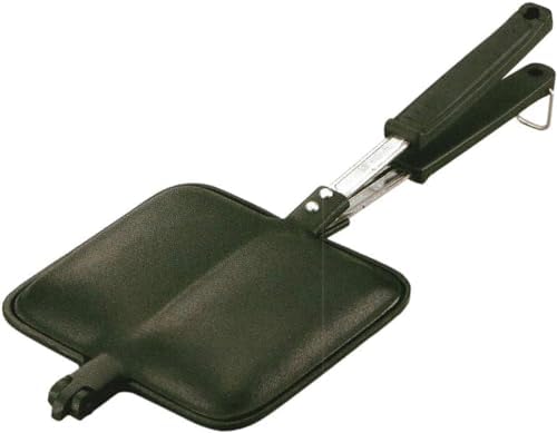 岩鋳(Iwachu) 直火式ホットサンドメーカー 黒 本体サイズ(cm):37.5×16×(H)4.5 内径(cm):14.5×12.5 24031