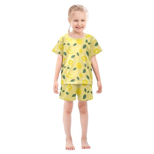 Creative Lemon Pattern Summer Cute Pajama Sets, Short Sets for Daily Wears and Sleep Wears3