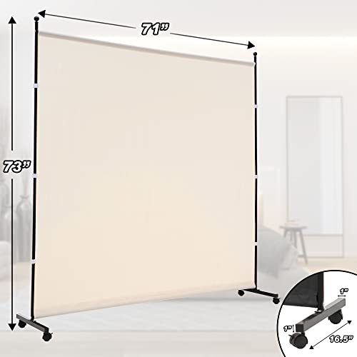Simflag 6Ft Single Panel Room Divider With Wheels,Rolling Fabric Room Dividers For Partition Privacy Screens,Freesting Wall Divider For Home Office,Hospital,(Beige) #TOP3