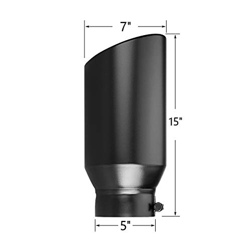 5" inlet Universal Diesel Truck Exhaust Tip,Stainless Steel, 7" outlet,Black Powder Coated, Bolt-On – LCGP by LCGP - Used condition - Image 2