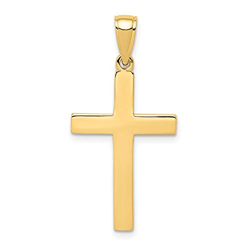 14k Yellow Gold Cross Pendants and Charm | Religious Charms | Cross Pendants | Latin Cross Pendant (Weight: 1.59 GM, Length : 31.5 MM, Width: 15.5 MM, Bail Length: 7 MM, Bail Width: 5 MM)