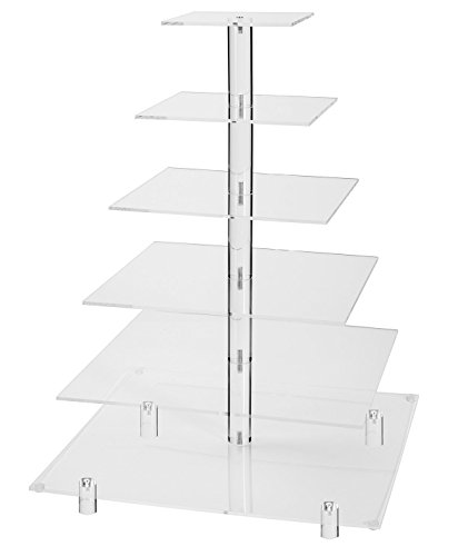 Jusalpha® Large 6 Tier Wedding Party Square Cupcake Stand-Cake Stand-Cupcake Tower-Dessert Display Stand (Large 6 Tier With Base) (6Sf) #TOP7
