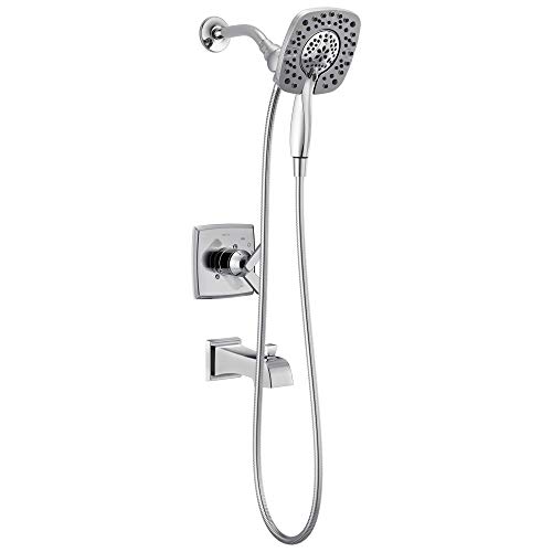 Delta Faucet Ashlyn 17 Series Dual-Function Tub and Shower Trim Kit with 2-Spray Touch-Clean In2ition 2-in-1 Hand Held Shower Head with Hose Chrome T17464-I (Valve Not Included)