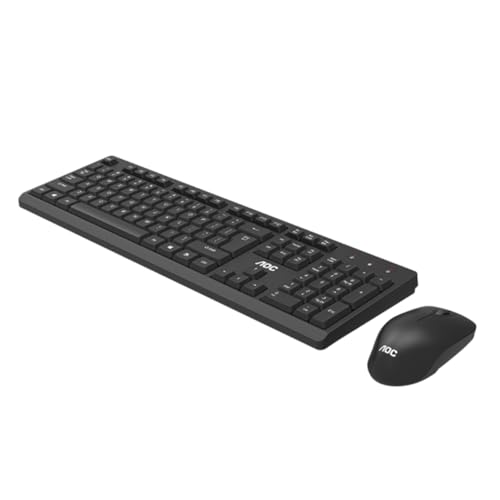 Uonlytech Teclado y Ratón Inalámbricos KM210 USB Silenciosos Teclado Resistente Al Agua y Ratón Conexión Ideal para Oficina y Juegos Color No Incluye Batería