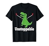 Miftees T-Rex Tees Unstoppable T-Rex T-Shirt - Black, Unisex-Adult, Unisex-Kids, Short Sleeve, T-Shirt, S, US, Cotton, Polyester