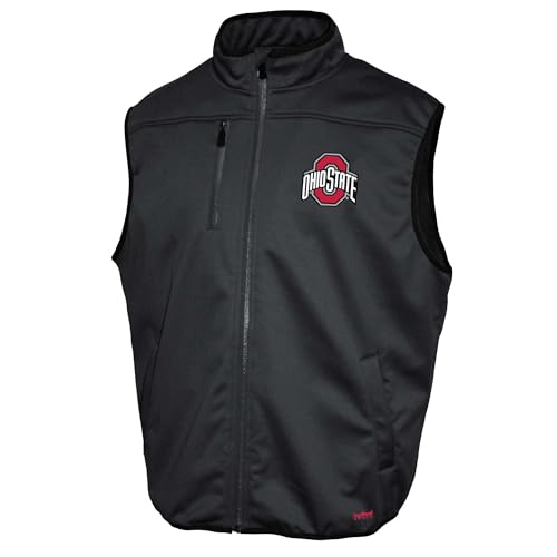 2Bhip NCAA Ohio State Buckeyes Adult Mens College Grey Mock Neck Softshell Full Zip Sleeveless Vest Jacket