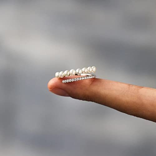 My Best Friend Pearl Rings,Kifuteng 925 Sterling Silver Double Pearl Open Ring With Aaa Grade Cubic Zirconia Rings Bands For Friends Women Girls Mother Daughter Best Gifts Jewelry For Valentines Day Mothers Day #TOP5