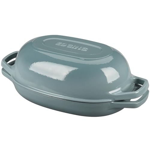 Image of EDGING CASTING Enameled Cast Iron Oval Dutch Oven Pot with Lid, Dutch Oven for Sourdough Bread Baking, Bread Oven, Bread Dutch Oven, Oval Bread Pan, 5qt, Seasalt
