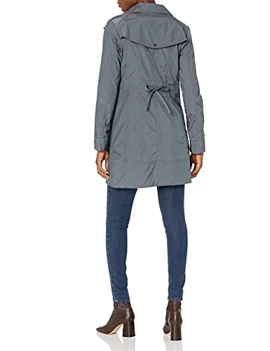 Cole Haan Women's Back Bow Packable Hooded Rain Jacket, Gunmetal, Large #TOP2