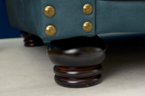 Riess Ambiente Barocker Sessel Chesterfield - Petrol - Sessel aus Samt, Federkern goldene Nieten mit Knopfheftung – Bild 7