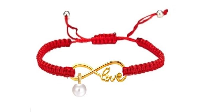 Handmade Braided Thread Gold Plated Infinity Love Charm