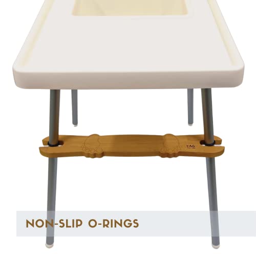 Image of High Chair Footrest, Adjustable Non-Slip Natural Wooden Foot Rest for Baby HighChair Footrest, Foot Rest for High Chair Baby Compatible with IKEA Highchair Accessories