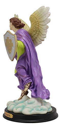 Estatua Arcángel Selaphiel con Escudo 10 pulgadas miniatura 4