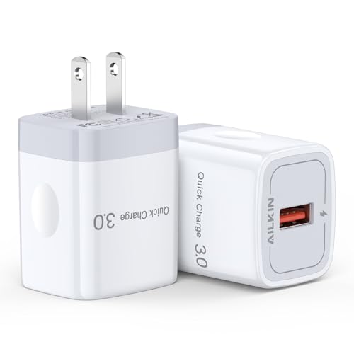 2Pack 18W QC 3.0 Fast Charger Block, USB-A Quick Charge Power Adapter for iPhone, Samsung Galaxy, Google Pixel, Wireless Chargers, Toys, USBA AC Plug Wall Charger for Travel Gift