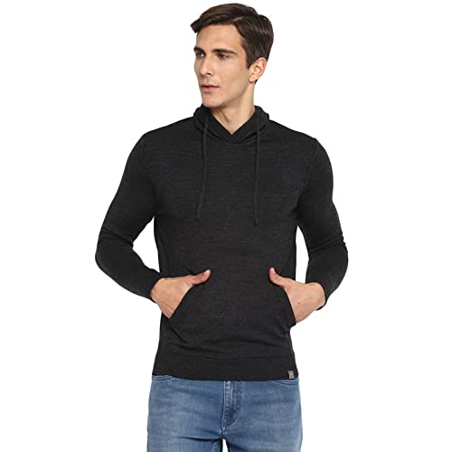 Red Chief Men Acrylic Plain Hooded Sweater