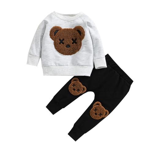 Image of WZTYYDS Toddler Boy Clothes 2T 3T 4T 5T Fall Outfits Baby Pullover & Pants Sets Kids Winter 2Pcs Sweatsuit