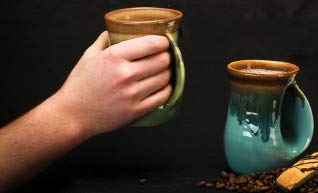 Clay in Motion Handwarmer Mug - Mocha - Right Handed,Brown,14oz. - Thumbnail 3