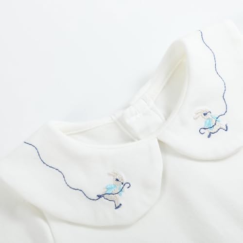Image of Toddler Kids Girl Boy Blouses Long Sleeves Solid Color Doll Peter Pan Collar T-Shirt Top Bottom Tees