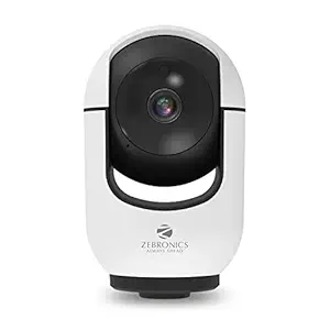 ZEBRONICS Smart Cam 105 WiFi 355 Degree PTZ Camera with Video Monitoring, Night Vision, Motion Tracking, 2MP 1080p, App Access, 2 Way Audio, Ceiling Mount, MicroSD Card & Cloud Storage Support, White