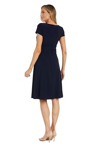 Image of R&M Richards Women's Metallic Foil Print Bodycon Dress W /Draped Capelet - Knee-Length Cocktail Party Outfit