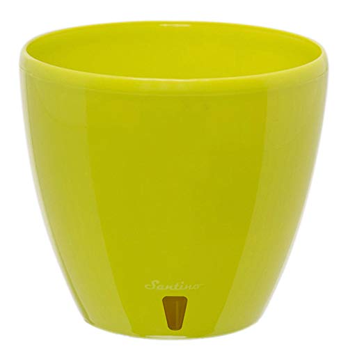 Santino Self Watering Planter Deco 5.5 Inch in Lime - Indoor Decorative Flower Pot with Water Level Indicator and Drainage Cartridge for All House