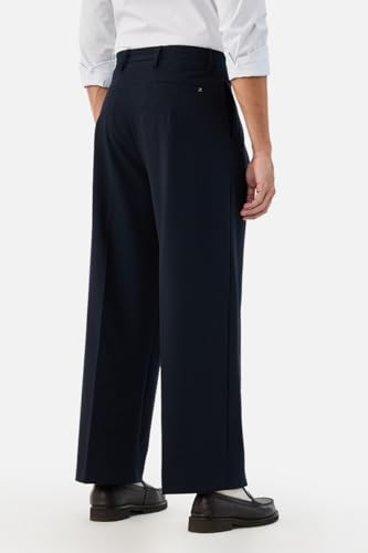 Image of SNITCH Men Casual Trousers | Baggy Fit Wide-Leg Design with Pleated Front & Button Closure | Durable Polyester Blend & Medium-Stretch Fabric for Summer Wear