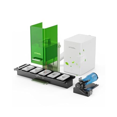 xTool F1 2-in-1 Dual Laser and Infrared Engraver with Slide Extension, Rotary Extension and Smoke Purifier, Lightning Speed Portable Fiber Laser Engraver for Metal Wood xTool F1 Deluxe Bundl